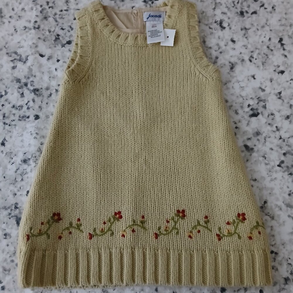 JACADI Knit Dress with stitched detail - size 2 - NEW